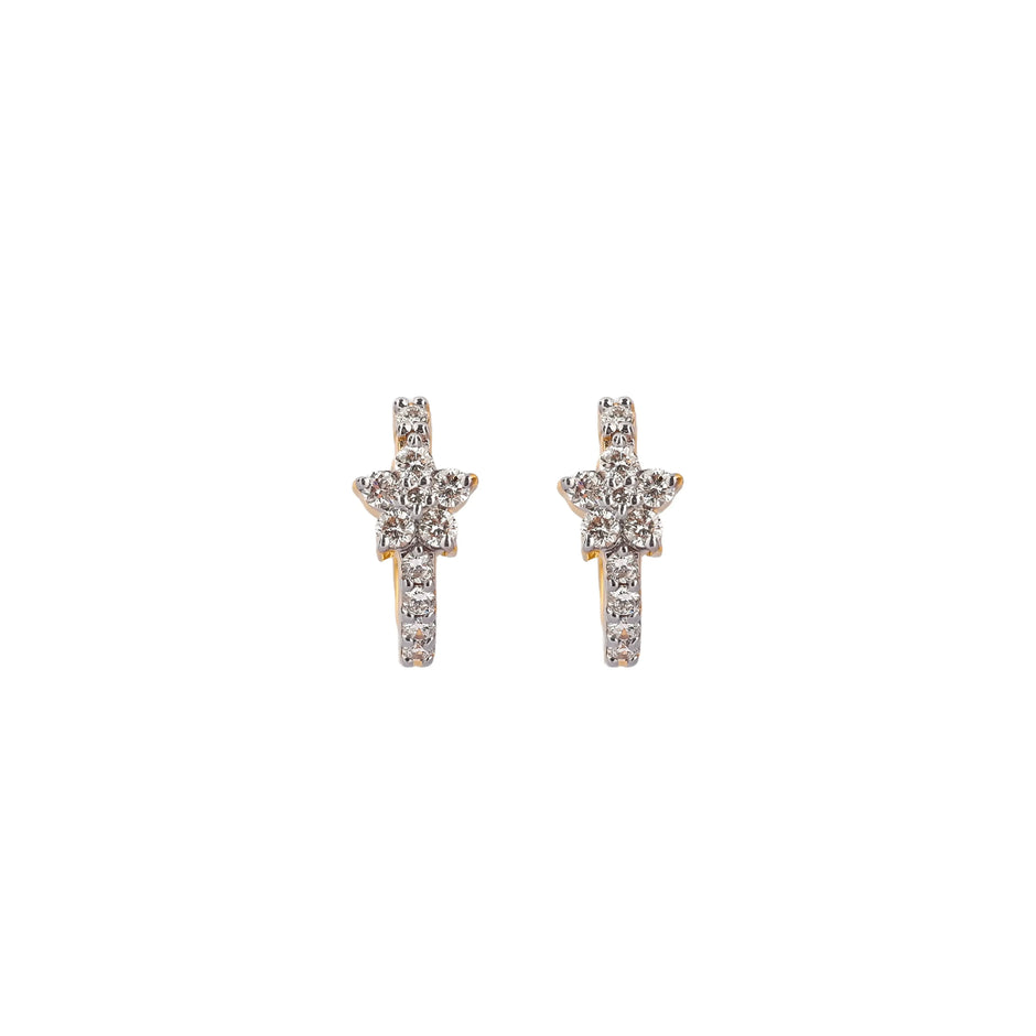 Flora Pavé Blossom Diamond Huggie Earrings