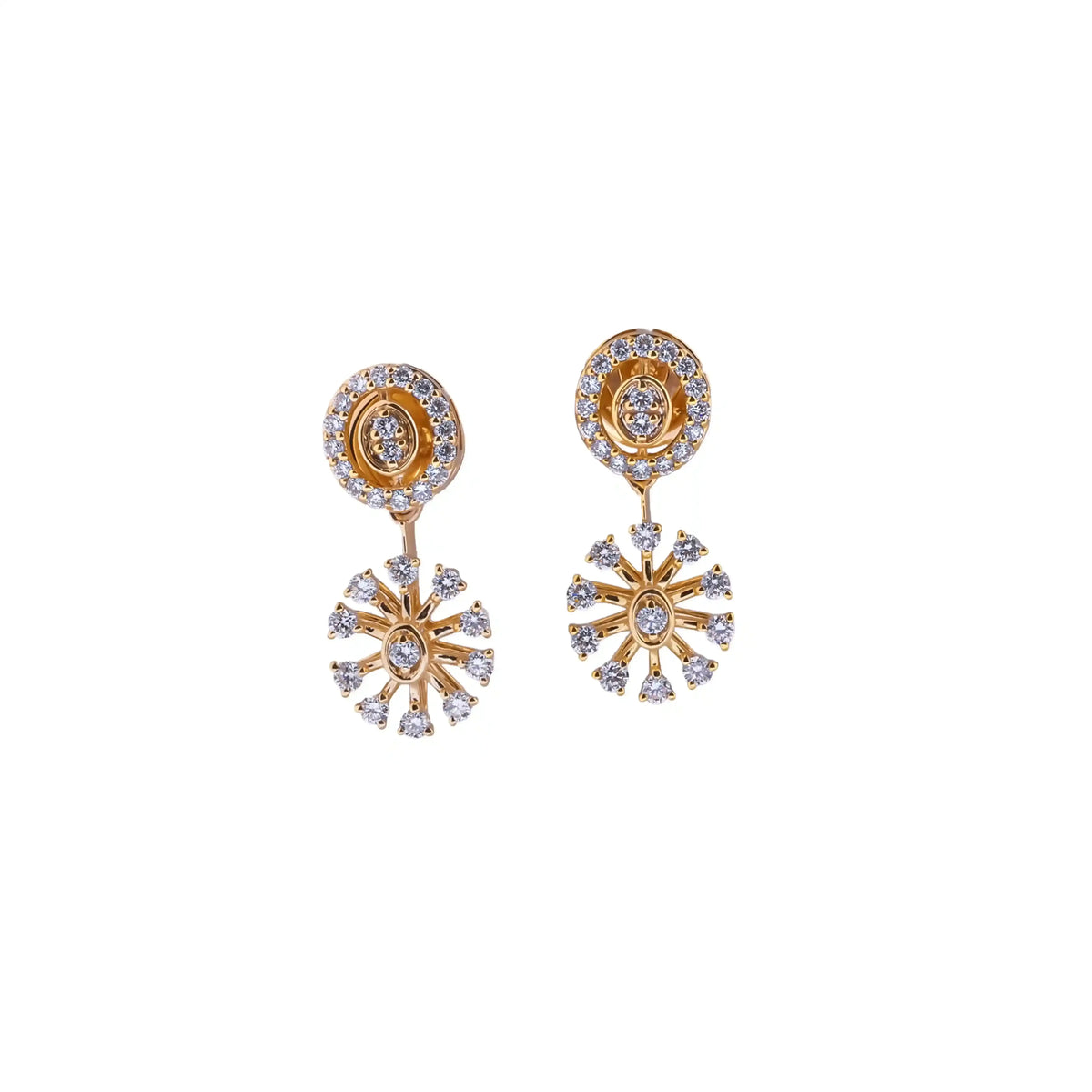Solstice Circular Floral Diamond Drop Earrings