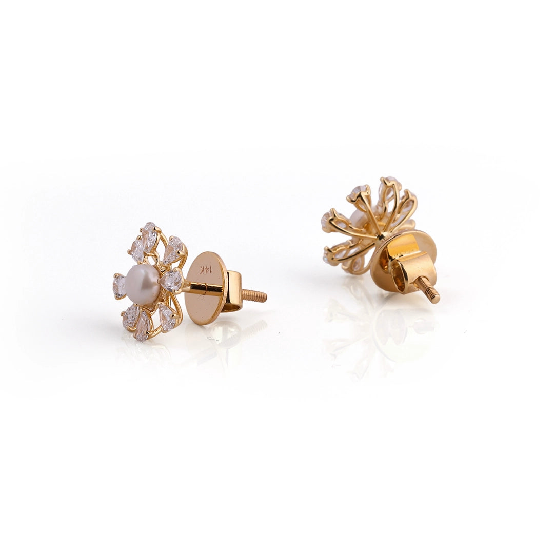 Gemstone Accent Diamond Statement Stud Earrings