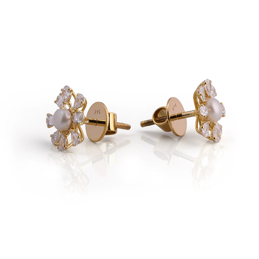 Gemstone Accent Diamond Statement Stud Earrings