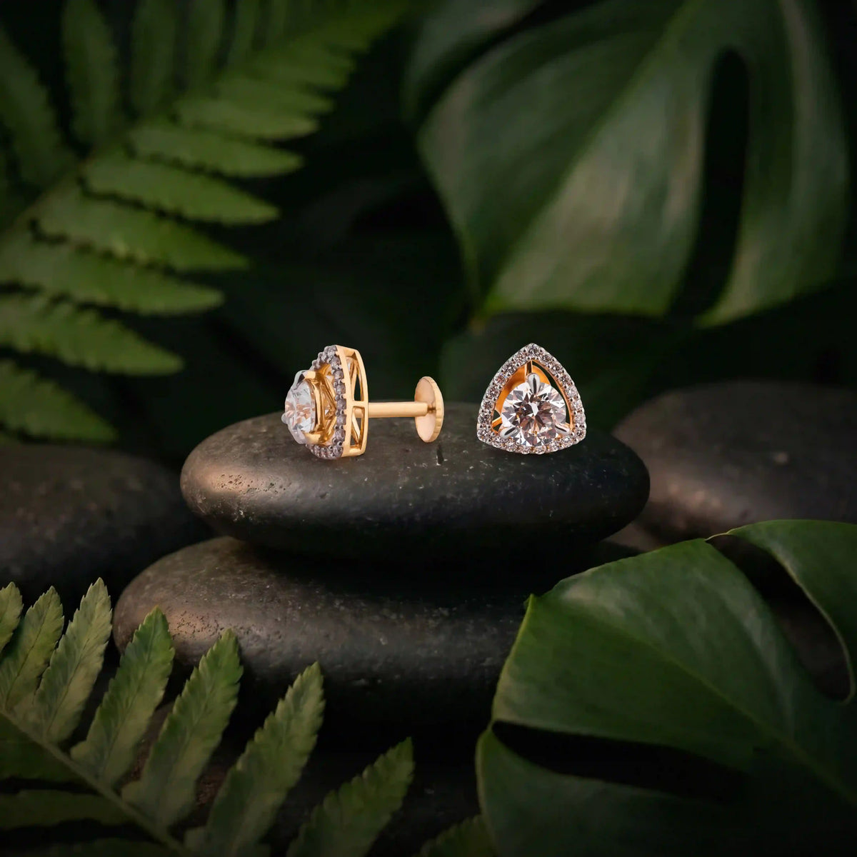 Tria Round Solitaire & Pavé Diamond Jacket Earrings
