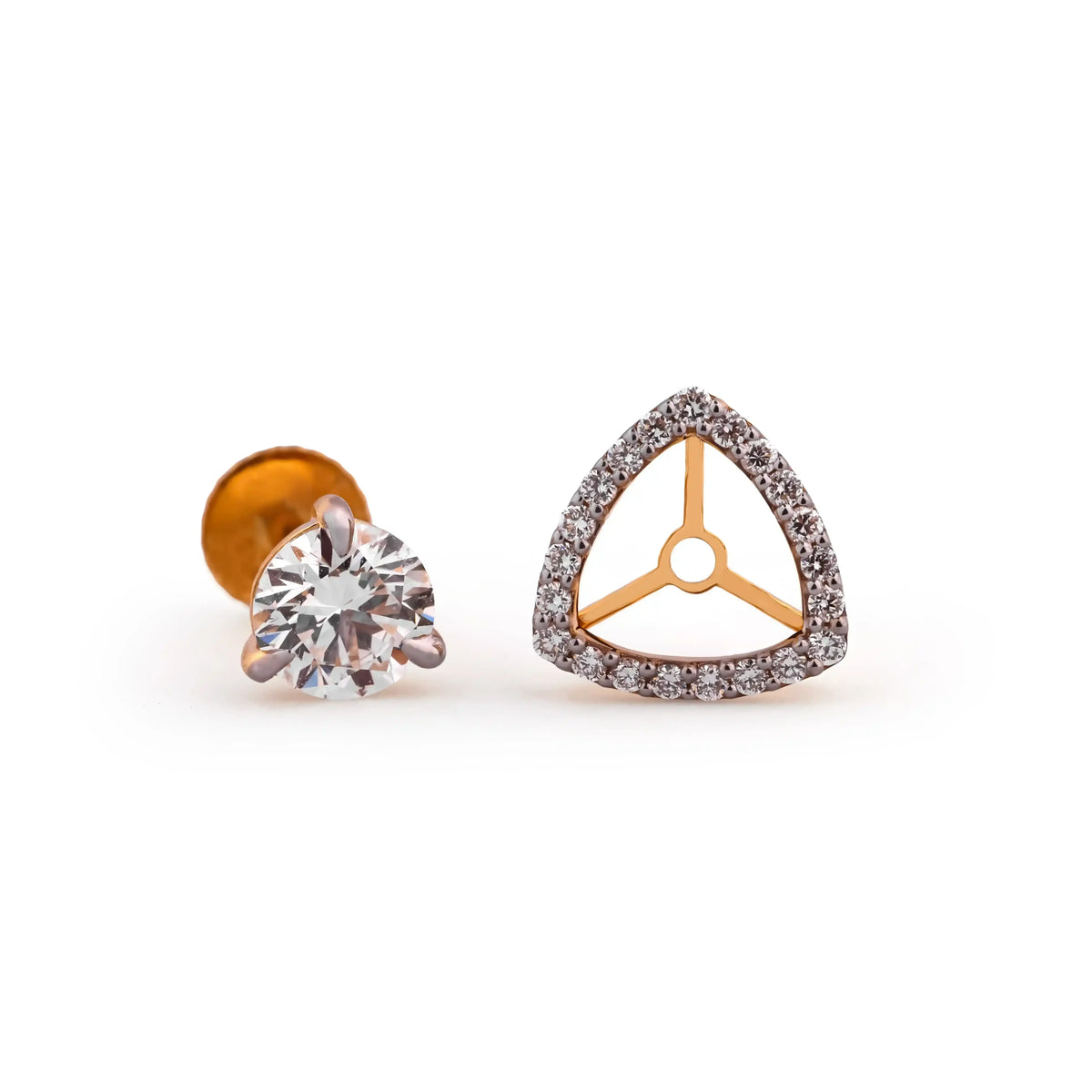 Tria Round Solitaire & Pavé Diamond Jacket Earrings