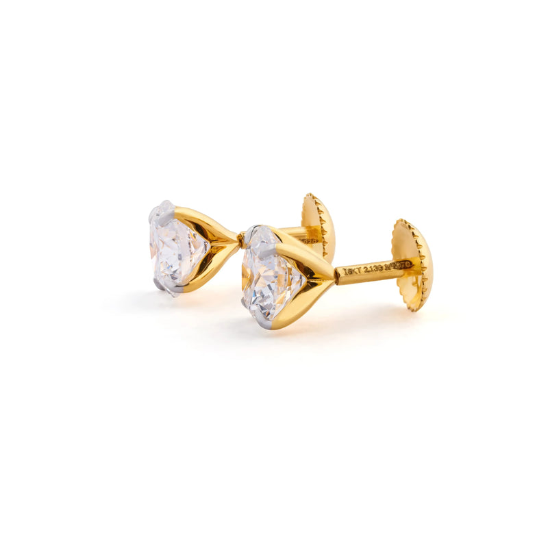 Grande Round Solitaire Diamond Stud Earrings