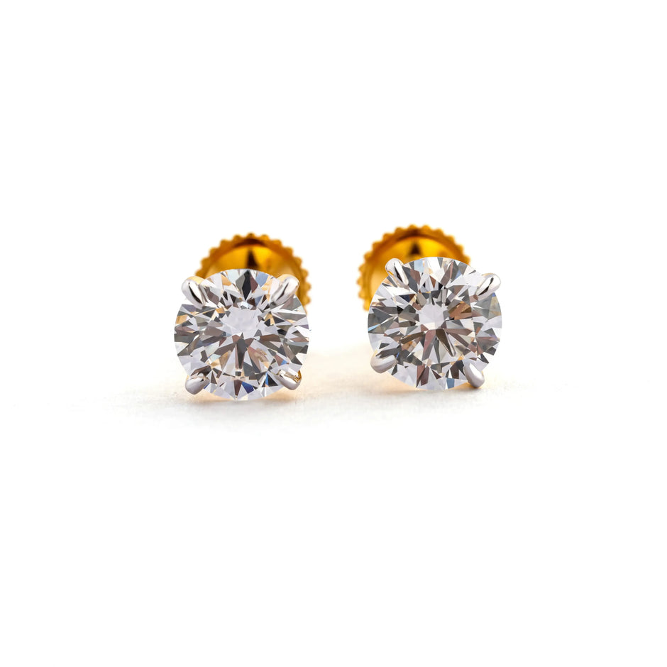 Grande Round Solitaire Diamond Stud Earrings