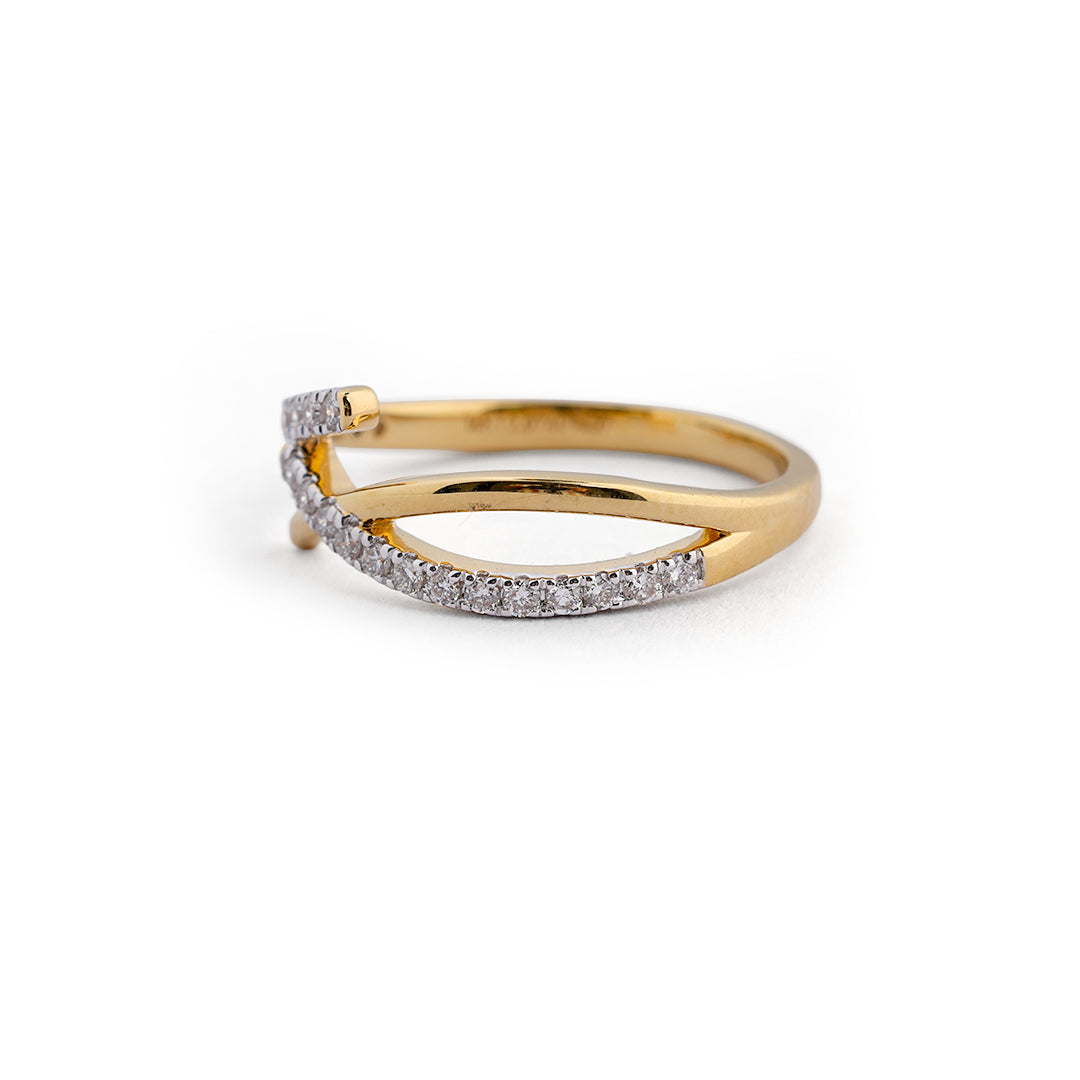 Crossover pavé open lab-grown diamond ring side view