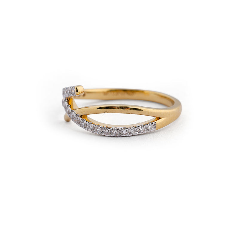Crossover pavé open lab-grown diamond ring side view
