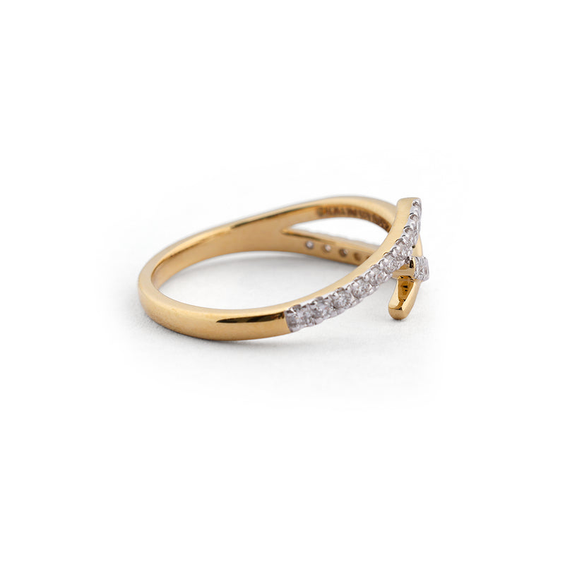 Crossover pavé open lab-grown diamond ring top view