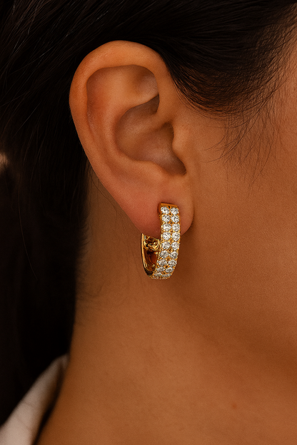 Royal Band Lab Diamond Earrings – Dazzling Gold Grid Style for Glam Looks