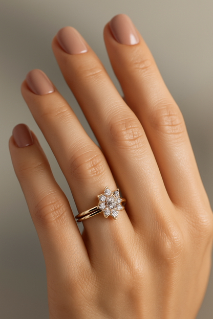 SoulShine Floral Cluster Split Shank Lab Diamond Ring