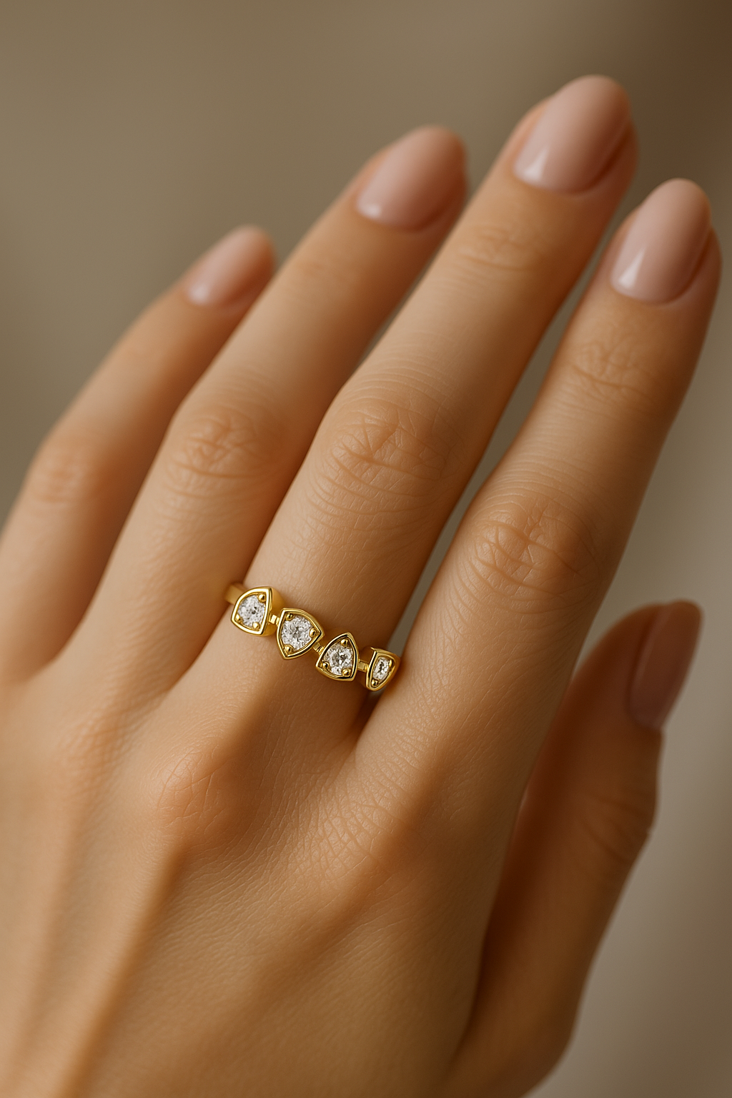 Trillia Quad Positive Spark – Lab Diamond Trilliant Bezel Ring