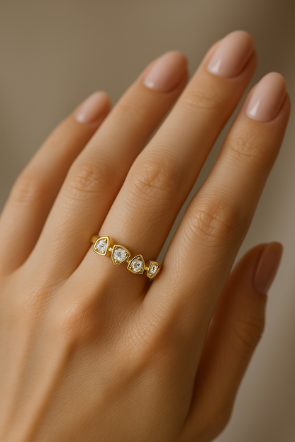 Trillia Quad Positive Spark – Lab Diamond Trilliant Bezel Ring