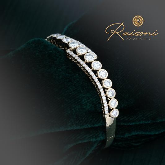 3.7 Carat Brilliant Round Lab Grown Diamond Chain Bracelet in Gold For Women
