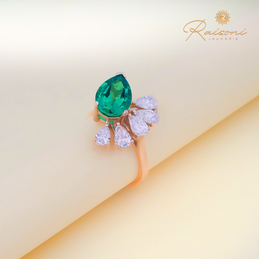 Vibrant Green Pear Lab Diamond Ring