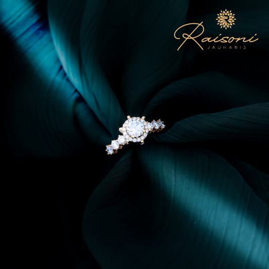 Sparkling 1.55 Carat Lab-Grown Halo Diamond Ring in Gold