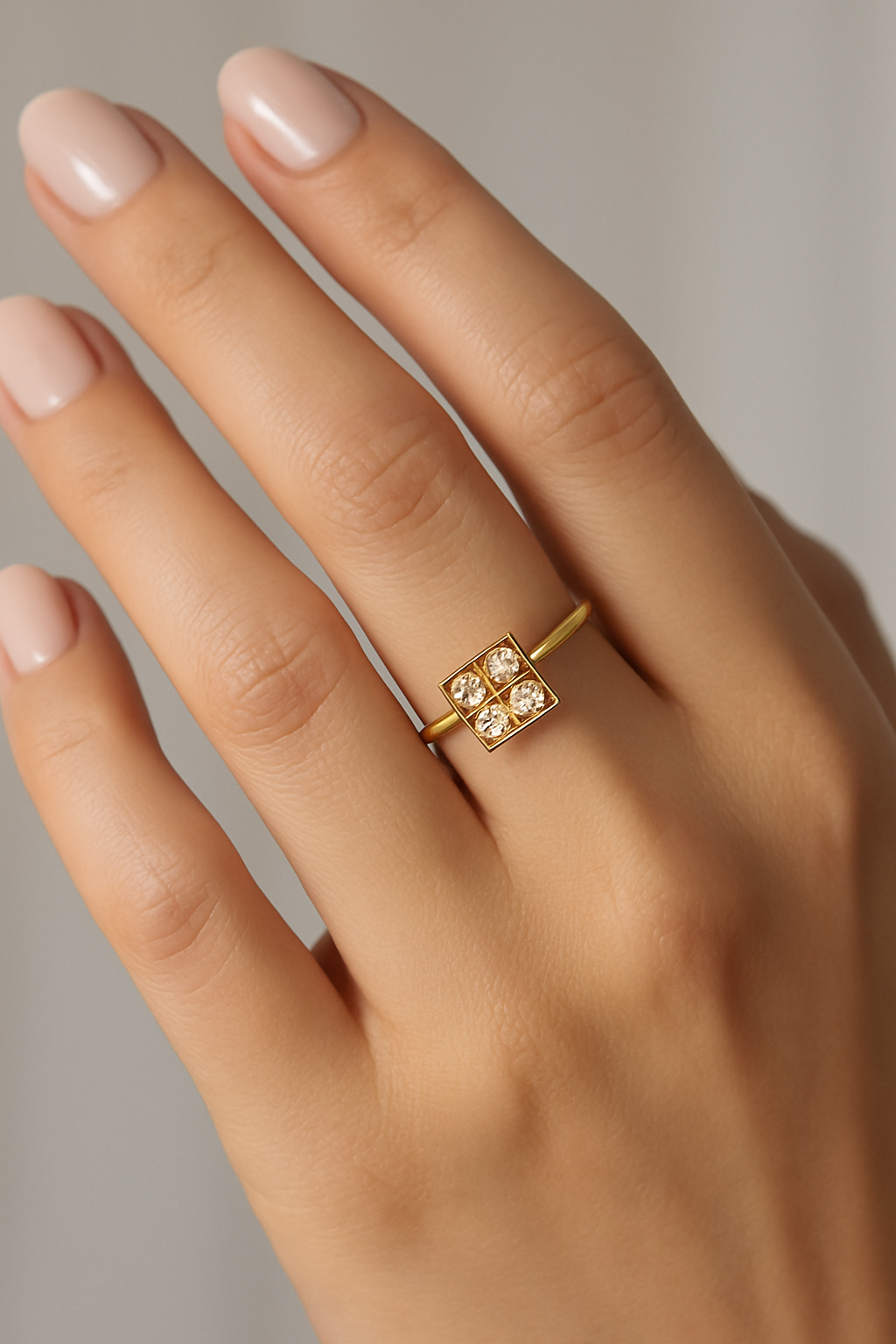 UrbanGrid – 0.24 Ct Lab Diamond Cluster Square Ring for Women