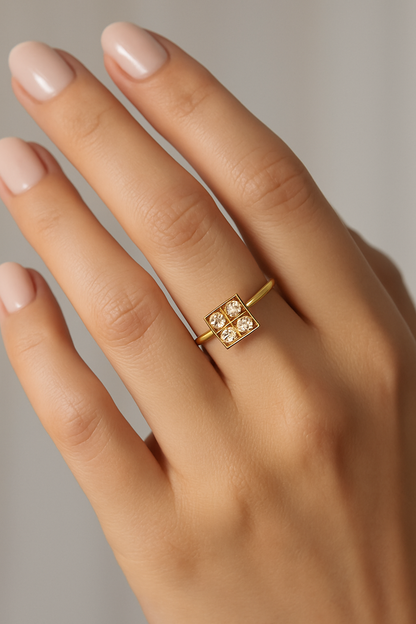 UrbanGrid – 0.24 Ct Lab Diamond Cluster Square Ring for Women
