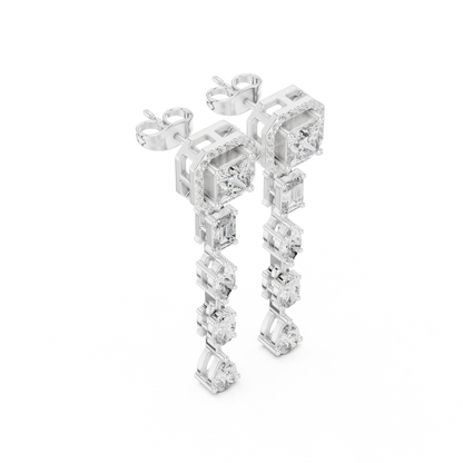 Dazzling Drop Lab Diamond Earrings – Modern Geometric Danglers for Women