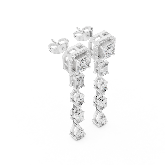 Dazzling Drop Lab Diamond Earrings – Modern Geometric Danglers for Women