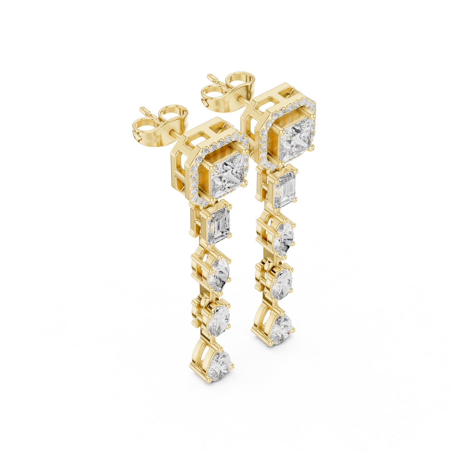 Dazzling Drop Lab Diamond Earrings – Modern Geometric Danglers for Women