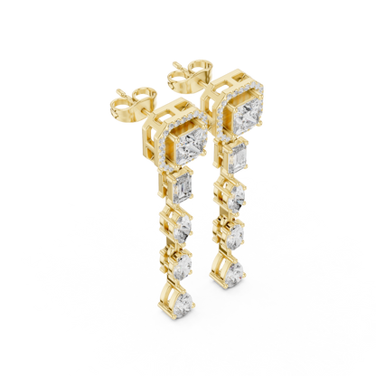 Dazzling Drop Lab Diamond Earrings – Modern Geometric Danglers for Women