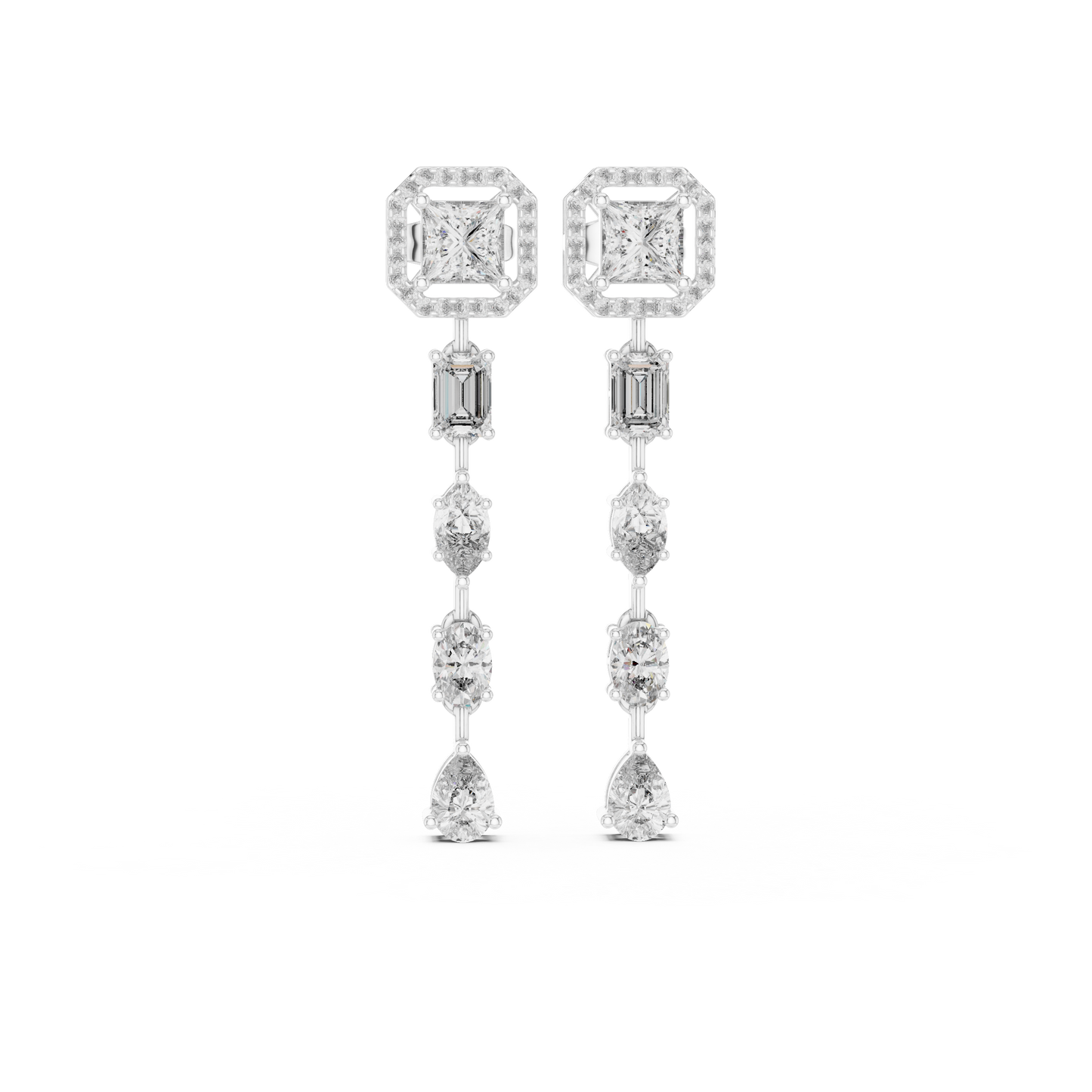 Dazzling Drop Lab Diamond Earrings – Modern Geometric Danglers for Women