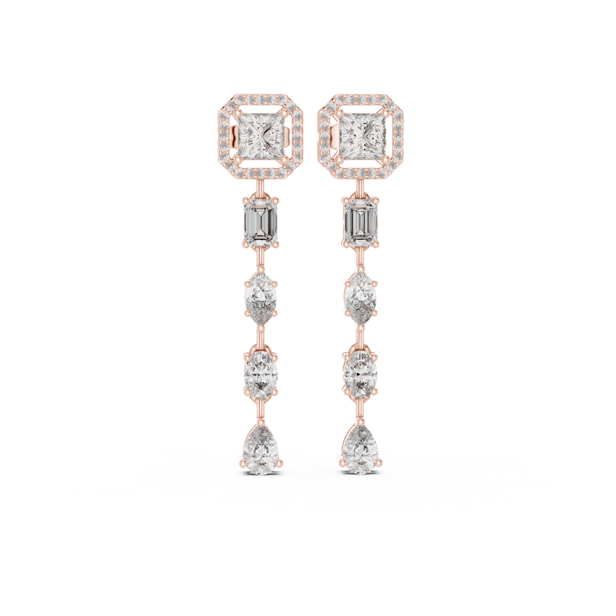 Dazzling Drop Lab Diamond Earrings – Modern Geometric Danglers for Women