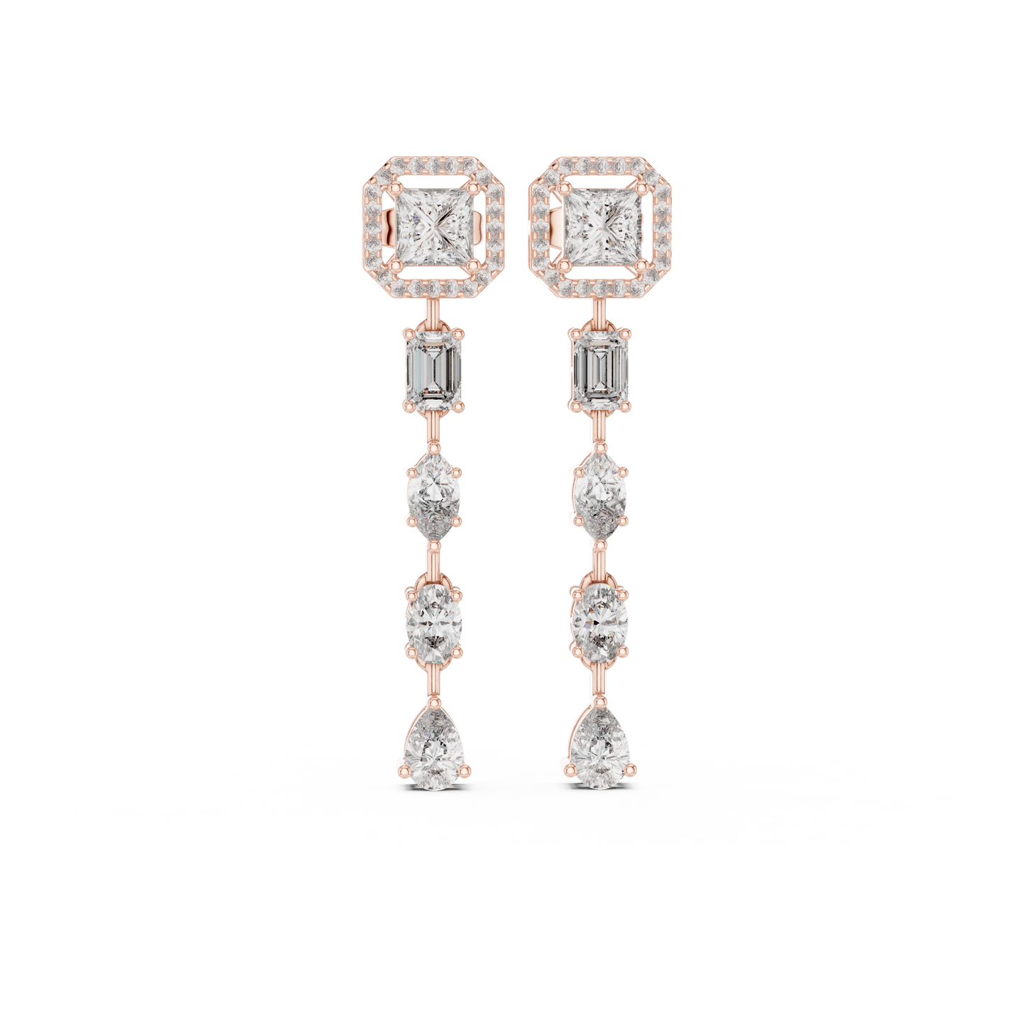 Dazzling Drop Lab Diamond Earrings – Modern Geometric Danglers for Women