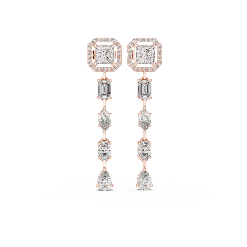 Dazzling Drop Lab Diamond Earrings – Modern Geometric Danglers for Women