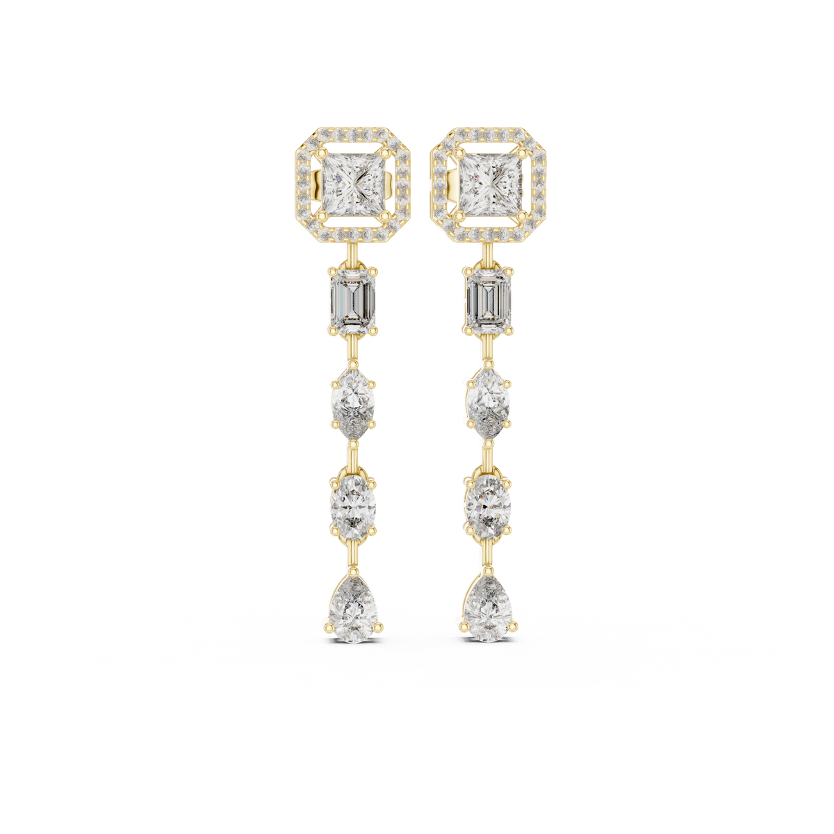 Dazzling Drop Lab Diamond Earrings – Modern Geometric Danglers for Women