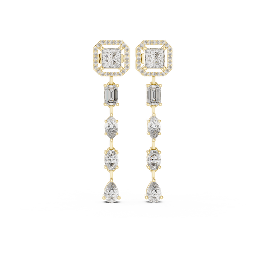 Dazzling Drop Lab Diamond Earrings – Modern Geometric Danglers for Women