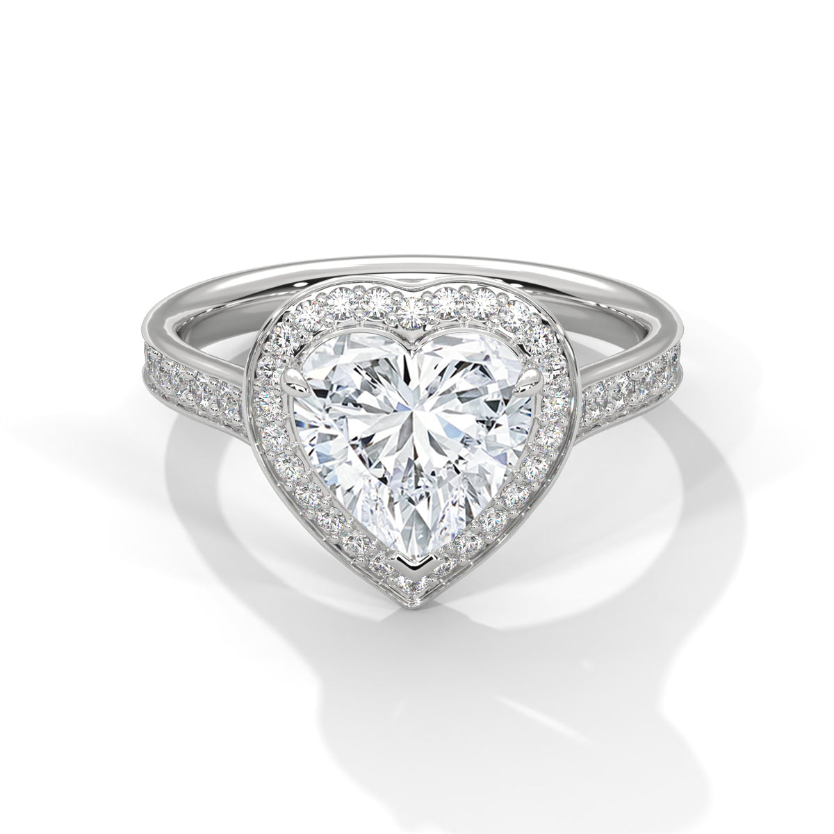 2 Carat Heart Shape Lab Grown Diamond Ring | Solitaire Halo Engagement & Anniversary Ring Gift for Women