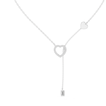 Double Heart Y Necklace with Lab Diamond – Romantic Lariat Chain for Women | Love Pendant for Rich & Classy Gifting