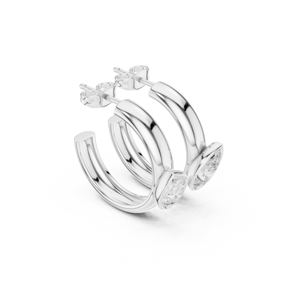Pear Elegance Lab Grown Diamond Huggie Earrings
