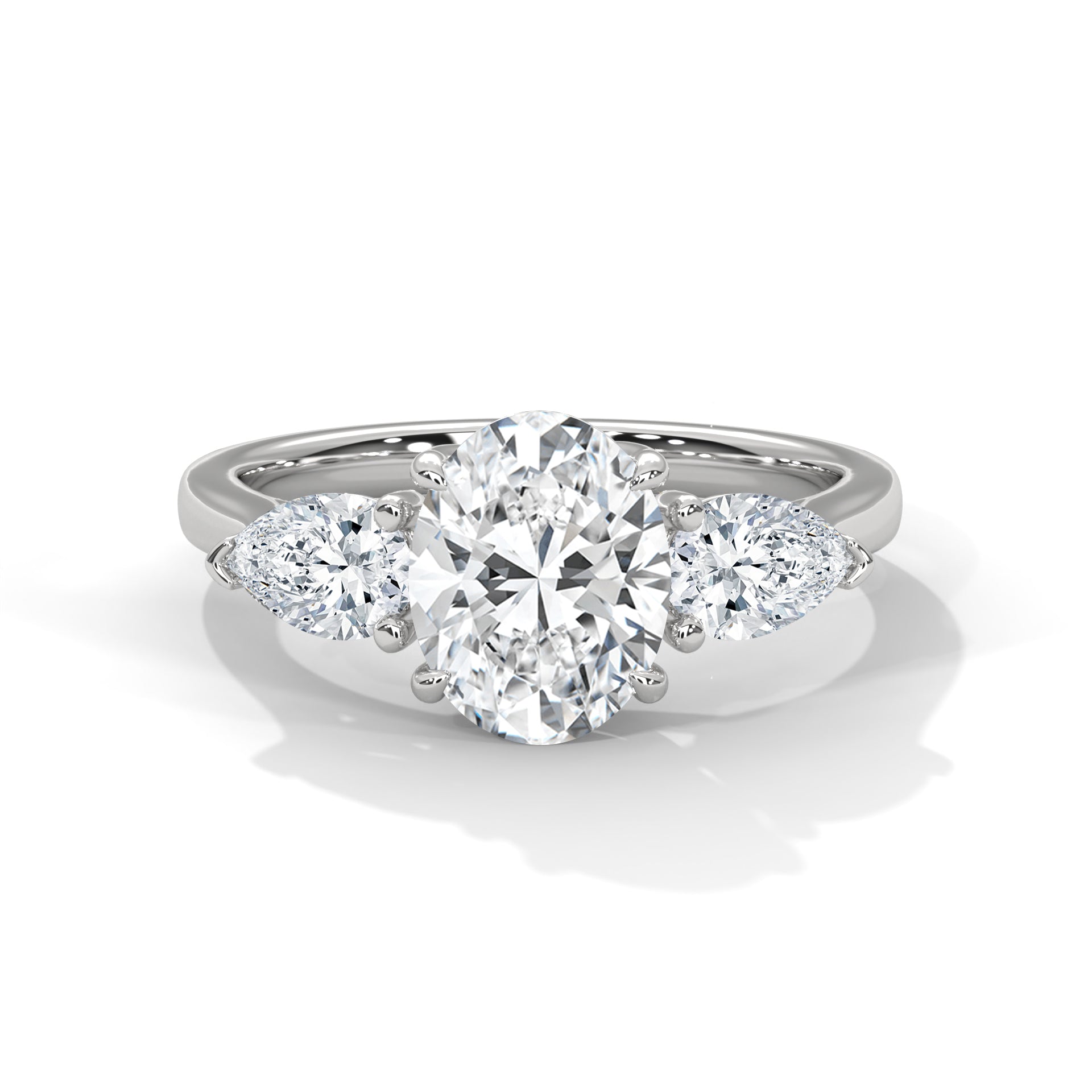 Superbright 3 Stone 2 Carat Oval Lab Grown Diamond Ring