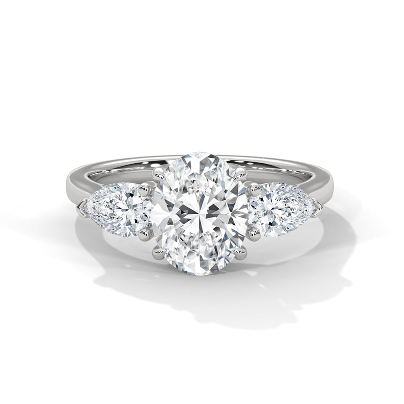 Superbright 3 Stone 2 Carat Oval Lab Grown Diamond Ring