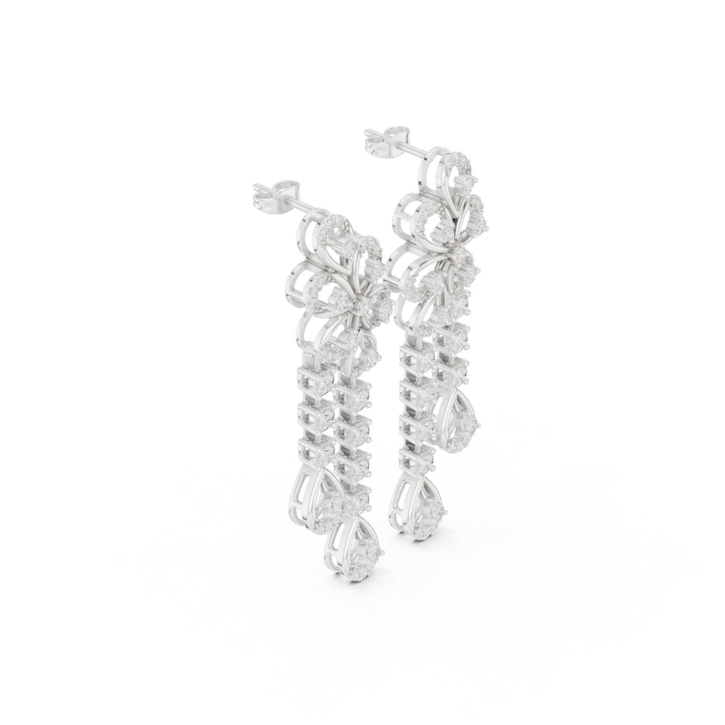 Blooming Grace Lab Diamond Floral Dangler Earrings For Wedding & Parties