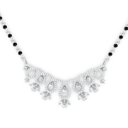 Looped Curves With Pear Shapes Lab Diamond Teardrop Mangalsutra For Women