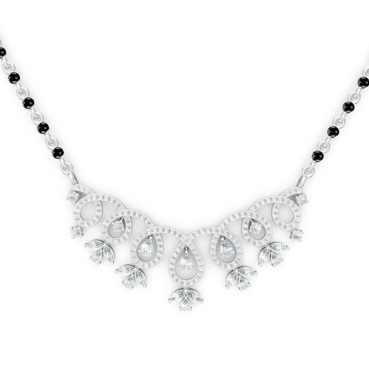 Looped Curves With Pear Shapes Lab Diamond Teardrop Mangalsutra For Women