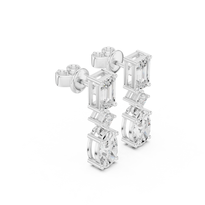 Trivelle Three Step Multi Shape Lab Diamond Earrings