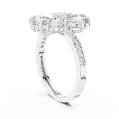 Gleaming Large Flower Lab Diamond Ring For Women