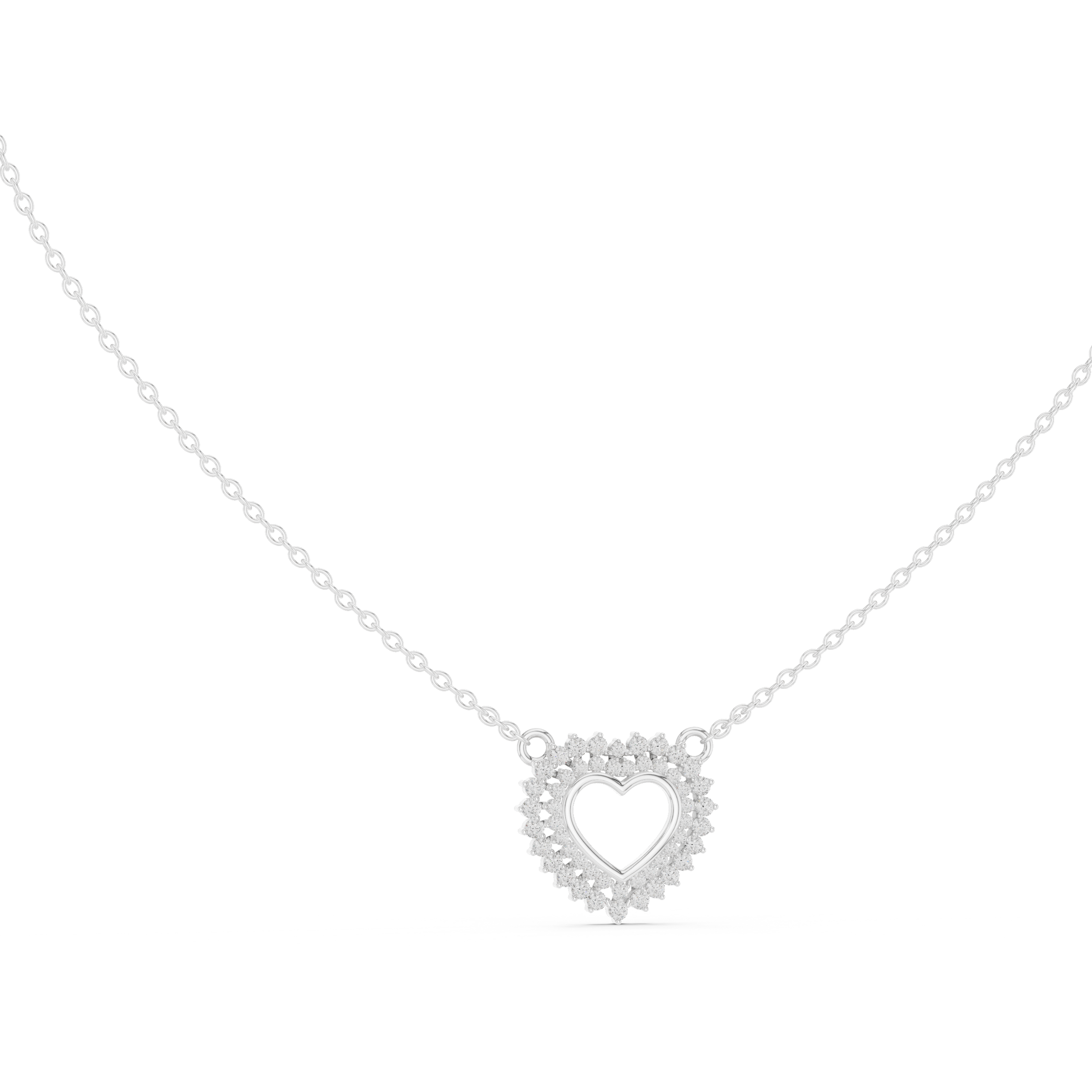 Twinkling Halo Heart Pendant Lab Diamond Necklace