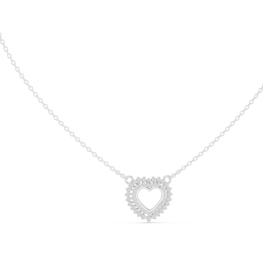 Twinkling Halo Heart Pendant Lab Diamond Necklace