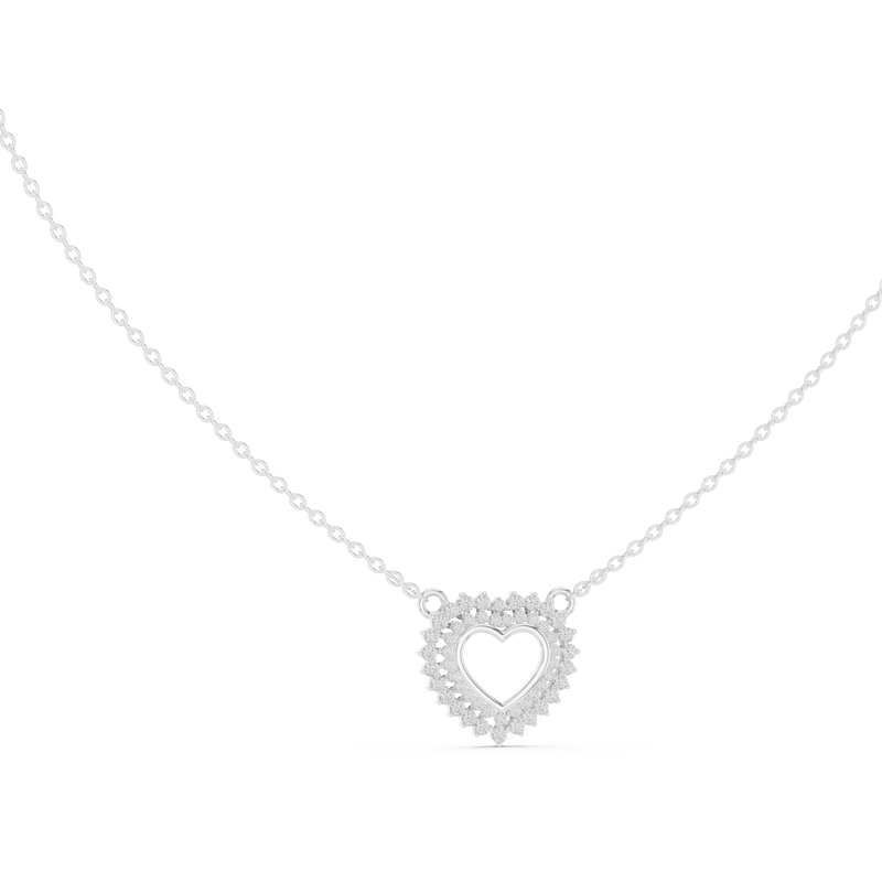 Twinkling Halo Heart Pendant Lab Diamond Necklace