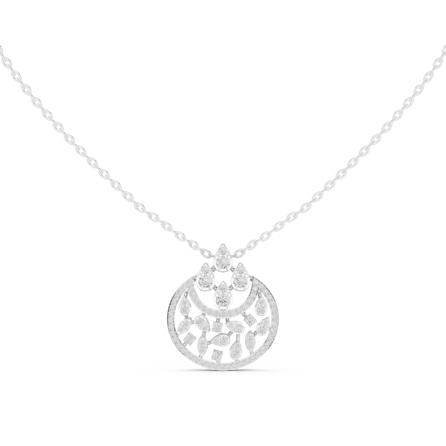 Lunar Awakening – Blooming Lab Diamond Crescent Pendant For Women
