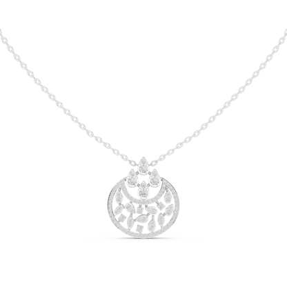 Lunar Awakening – Blooming Lab Diamond Crescent Pendant For Women