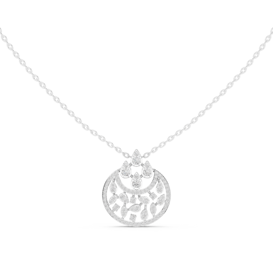 Lunar Awakening – Blooming Lab Diamond Crescent Pendant For Women