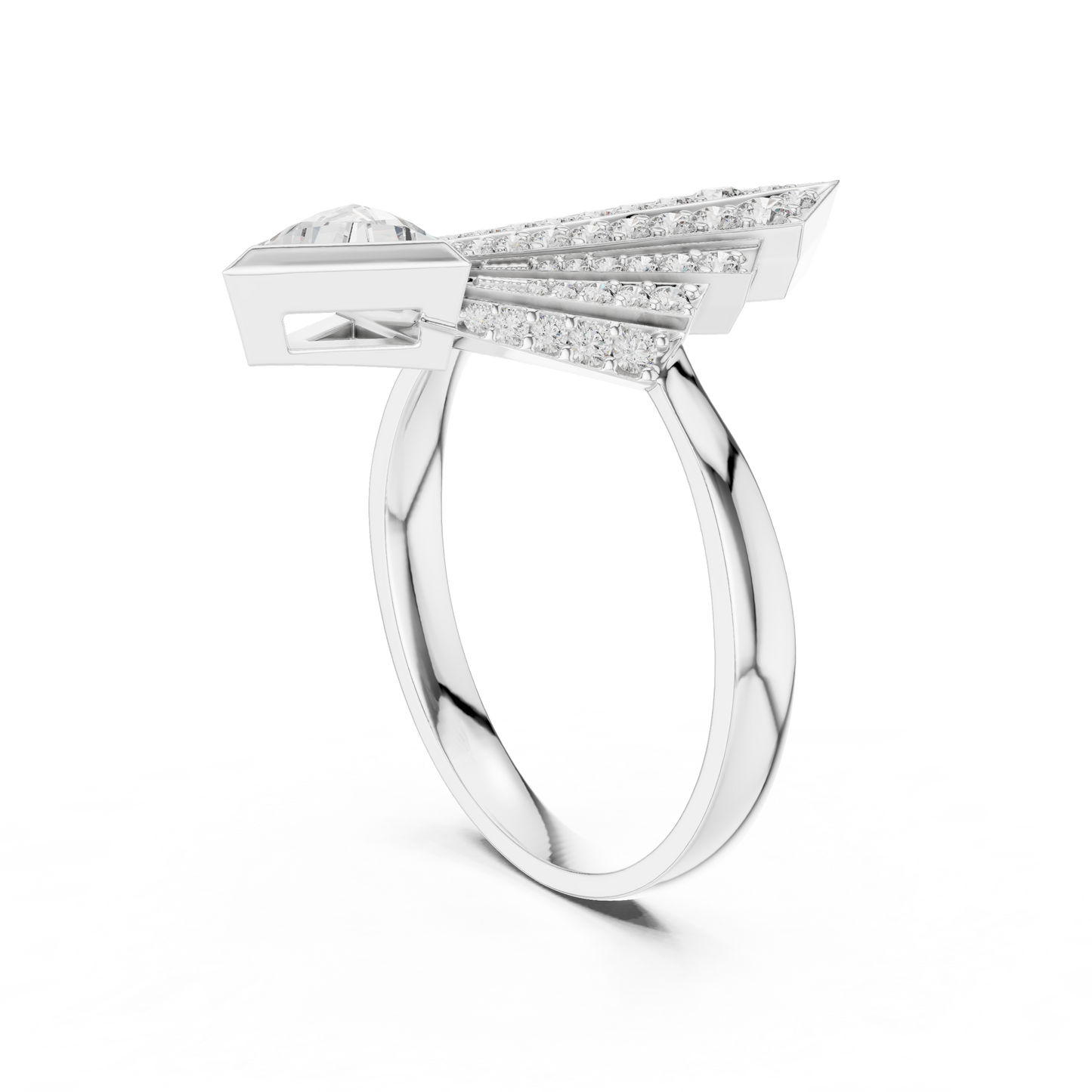 Empire Arrow Lab Diamond Ring – Bold Designer Statement for Party Queens