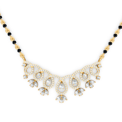 Looped Curves With Pear Shapes Lab Diamond Teardrop Mangalsutra For Women