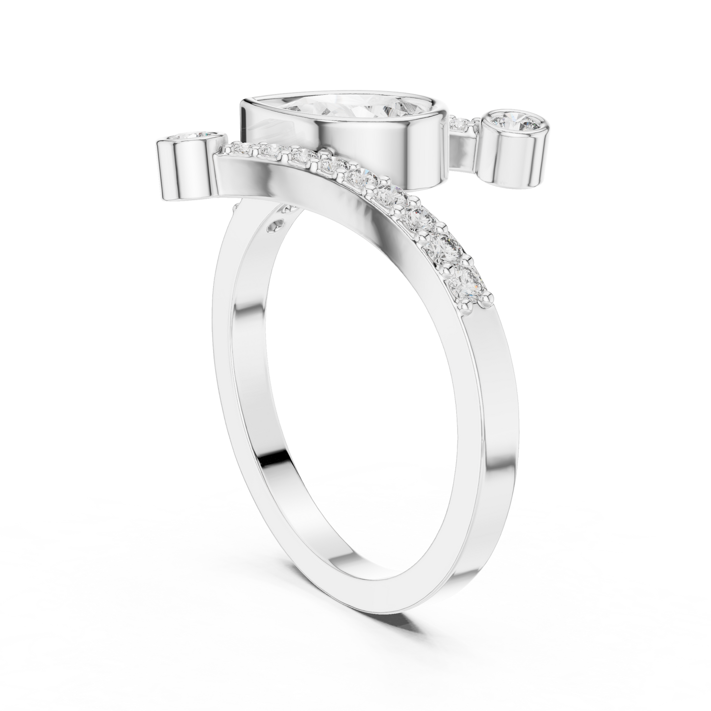 Beautiful Bright Pear Wrap Lab Diamond Ring
