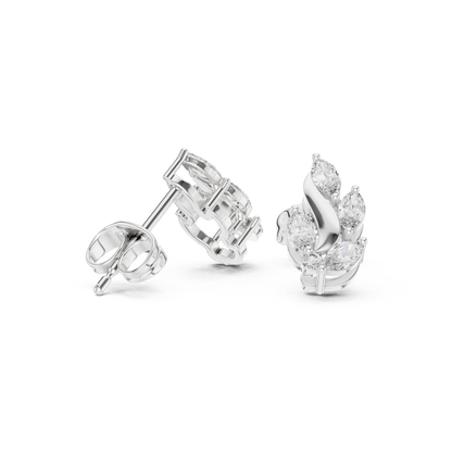 Flame Petal Lab Diamond Stud Earrings